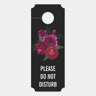 Affichette De Porte Ne pas déranger Élégant Rose magenta Bouquet flora