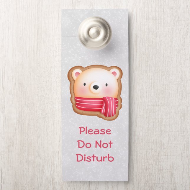 Affichette De Porte Ne pas déranger le visage de l'ours mignon (Sur le bouton)