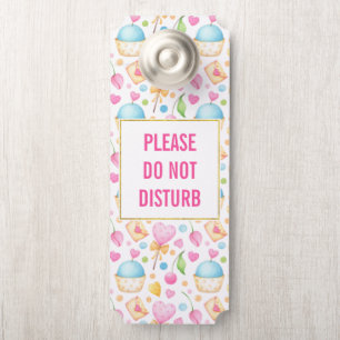 Affichette De Porte Ne pas déranger les Coeurs et les Motifs de Cupcak