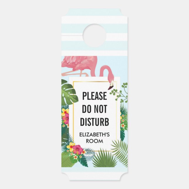 Affichette De Porte Ne pas déranger mignon Flamant rose rose Tropical  (Devant)