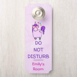 Affichette De Porte Ne pas déranger mignon Unicorne dans les lunettes 