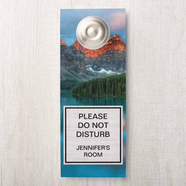 Affichette De Porte Ne pas déranger Pittoresque Mountain & Lake Photo (Sur le bouton)