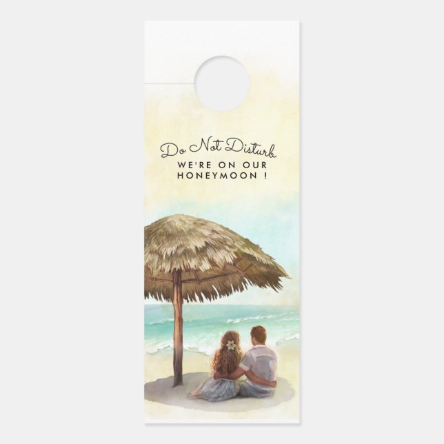 Affichette De Porte Ne pas déranger | Plage| Lune de miel (Devant)