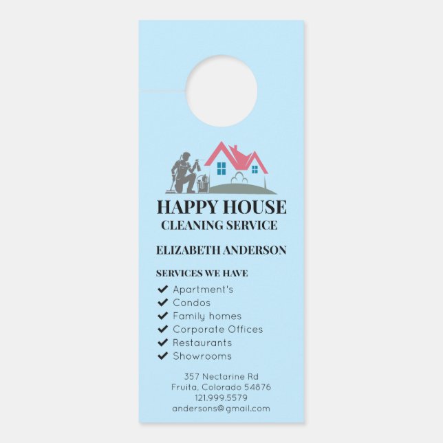 Affichette De Porte Nettoyage de la maison Services à domicile Charme  (Devant)