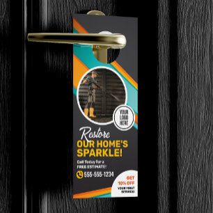 Affichette De Porte Nettoyage de maison par lavage sous pression Servi