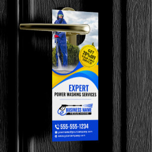 Affichette De Porte Nettoyage de Maison sous Pression Jaune Bleu Servi