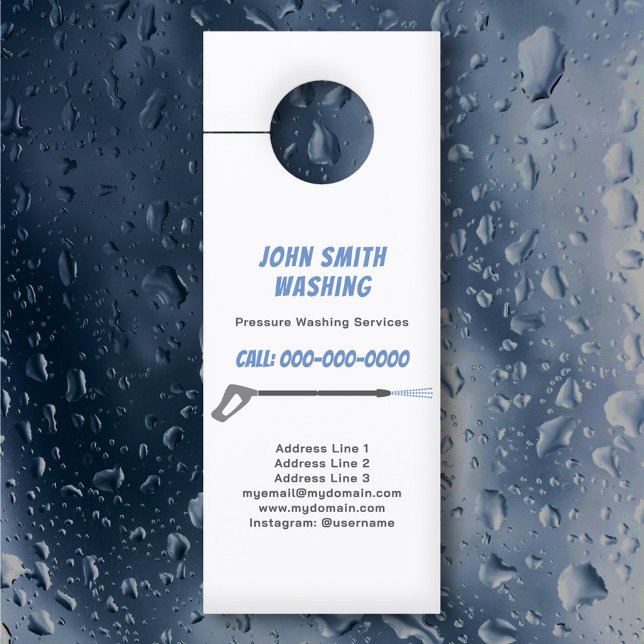 Affichette De Porte Nettoyage de pression et nettoyage de l'alimentati (Pressure Washing & Power Wash Cleaning Door Hanger)
