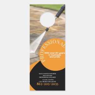 Affichette De Porte Nettoyage professionnel sous pression Orange Noir