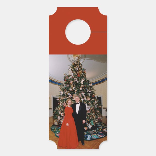 Affichette De Porte Noël du président américain Bill Clinton et Hillar (Dos)