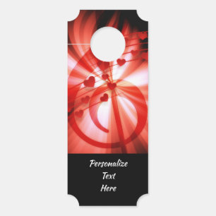 Affichette De Porte Notes de musique rouge élégante et romantique Pers
