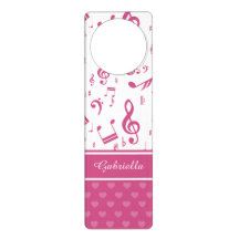 Notes musicales et coeurs personnalisés Motif rose
