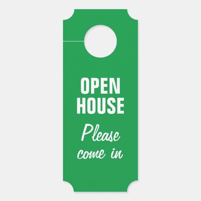 Affichette De Porte Open House immobilier personnalisé rouge vert réve (Devant)