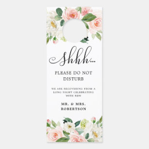 Affichette De Porte Pastel Blush Pretty Rose Floral Ne pas déranger