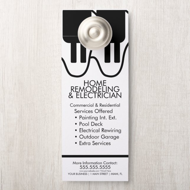 Affichette De Porte Peinture Refroidissement Électricien Porte d'affai (Sur le bouton)