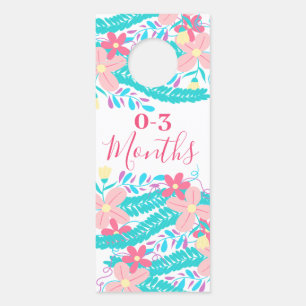 Affichette De Porte Pink Turquoise Jaune Floral Baby Closet Divider