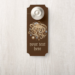 Affichette De Porte Poulpe Steampunk Rétro Fantastique Mécanique