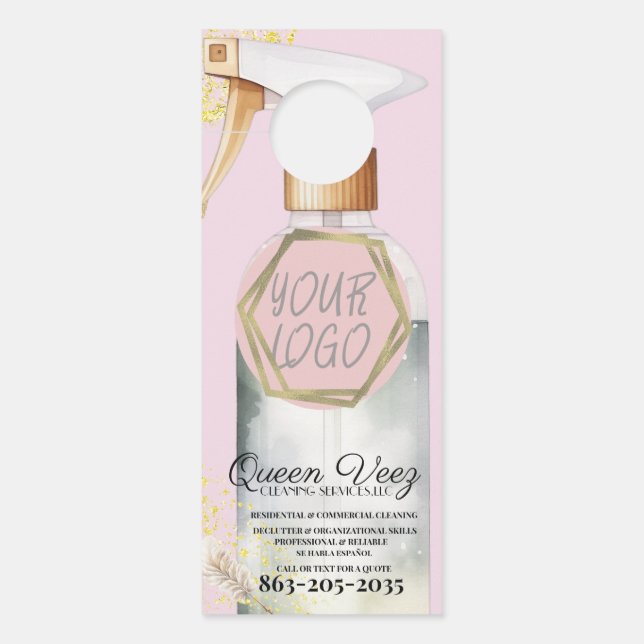 Affichette De Porte Professional Cleaning Services Girly Waterbottle (Devant)