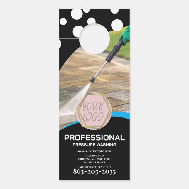 Affichette De Porte Professional Pressure Wash Minimalist Logo (Devant)