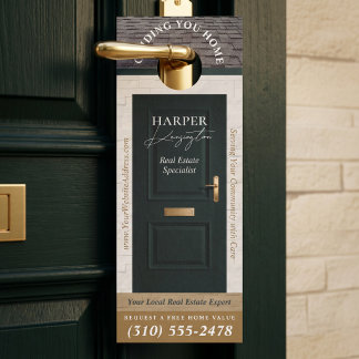 Affichette De Porte Professional Real Estate Agent Marketing Green