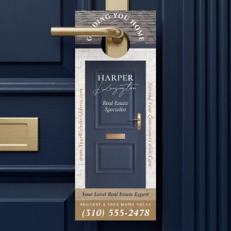 Affichette De Porte Professional Real Estate Agent Marketing Navy