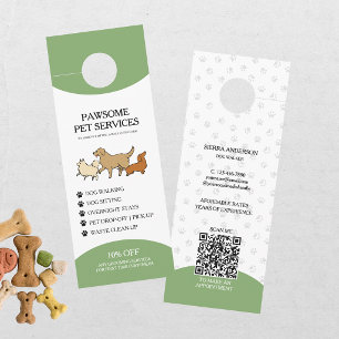 Affichette De Porte Promenade de chiens Garde d'animaux Code QR