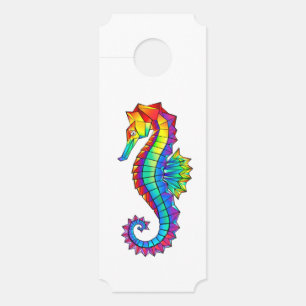 Affichette De Porte Rainbow Polygonal Seahorse