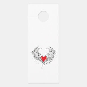 Affichette De Porte Red Angel Coeur avec ailes