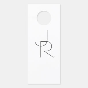 Affichette De Porte Remplacement des initiales Noir en blanc
