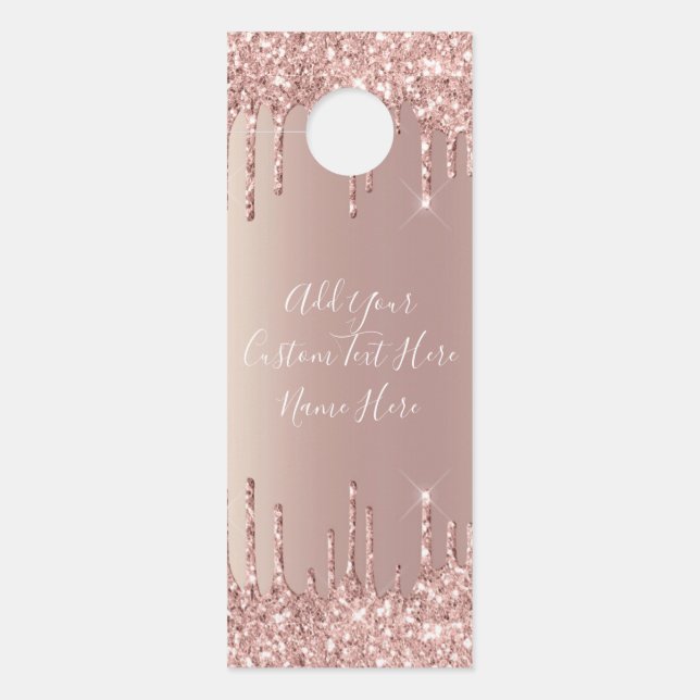 Affichette De Porte Rose Gold Parties scintillant Nom personnalisé Aff (Devant)