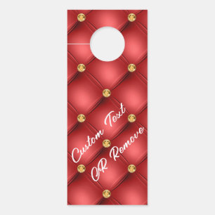 Affichette de porte rouge et or avec texte personn