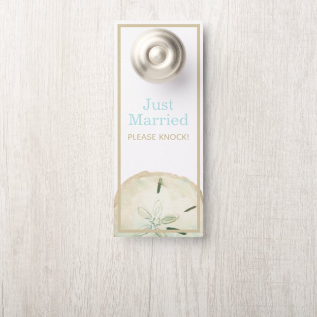 Affichette De Porte Sable Dollar Beach Mariage Juste Marié Faveur (Sur le bouton)