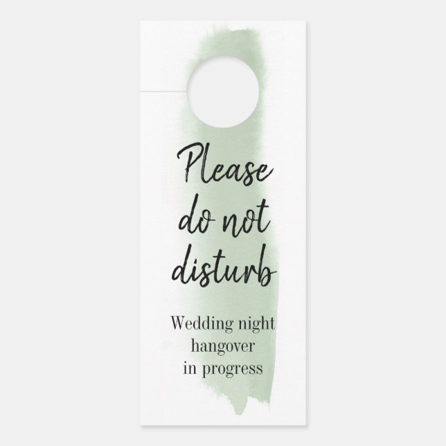 Affichette De Porte Sage Vert Aquarelle Brush Strot Ne Disturbe Pas (Devant)