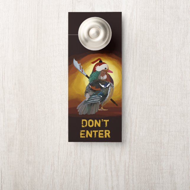 Affichette De Porte Salle de bain de canard guerrier (Sur le bouton)