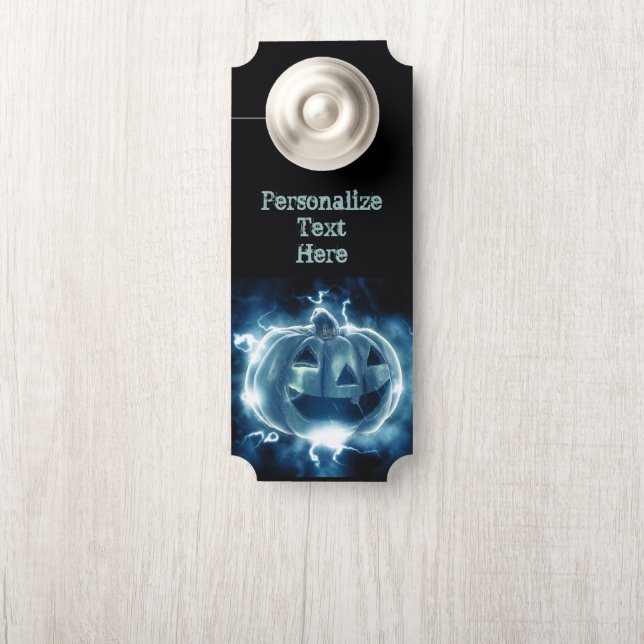 Affichette De Porte Salle d'Halloween psychédélique de Neon Blue Citro (Sur le bouton)