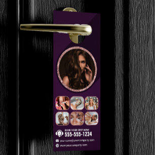 Affichette De Porte Salon de Beauté Rose Gold Chic Coiffure Ongles Maq