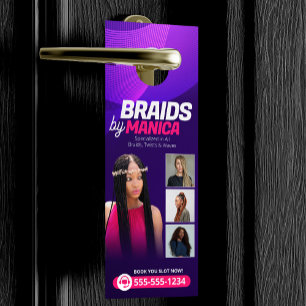 Affichette De Porte Salon de tressage moderne Extensions de cheveux Tr