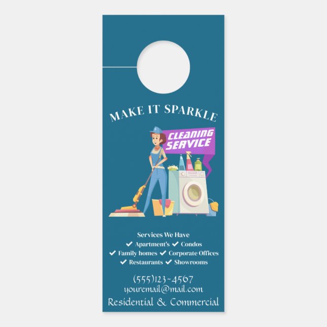 Affichette De Porte Service de ménage du regroupement des fournitures  (Devant)