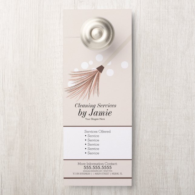Affichette De Porte Service De Nettoyage Bubbles Dusting Business (Sur le bouton)