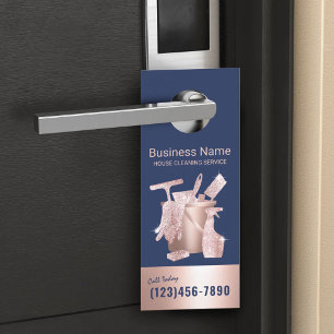 Affichette De Porte Service de nettoyage de la maison Rose Gold Marine
