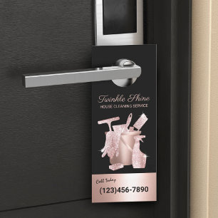 Affichette De Porte Service de nettoyage de la maison Rose Gold Ménage
