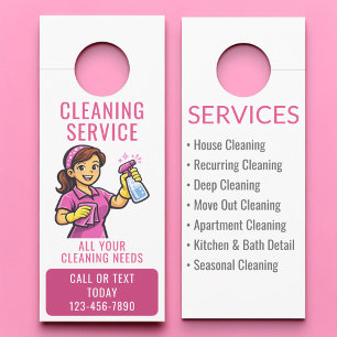 Affichette De Porte Service de nettoyage de maison