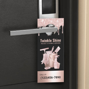 Affichette De Porte Service De Nettoyage De Maison Rose Moderne Lecteu