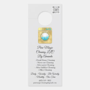 Affichette De Porte Service de nettoyage Lavage Lave-Linge QR Code Gol