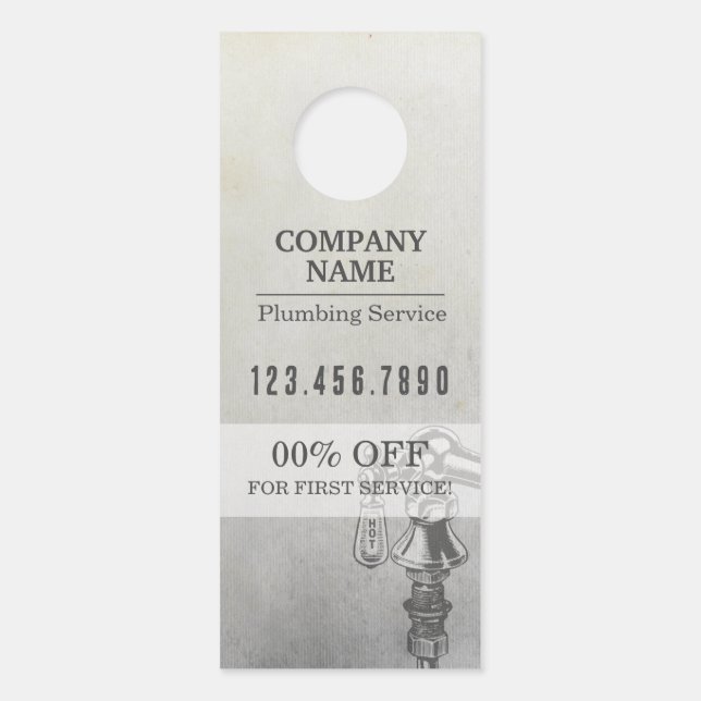 Affichette De Porte Service de plomberie personnalisé (Devant)
