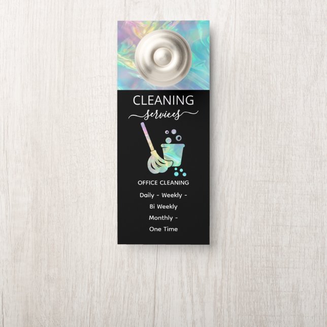 Affichette De Porte Service holographique de nettoyage Office (Sur le bouton)