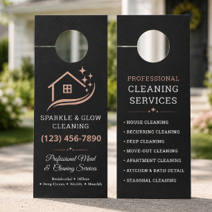 Affichette De Porte Services de Ménage & Nettoyage Minimaliste