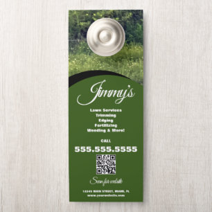 Affichette De Porte Services de pelouse moderne Green Grass Business B