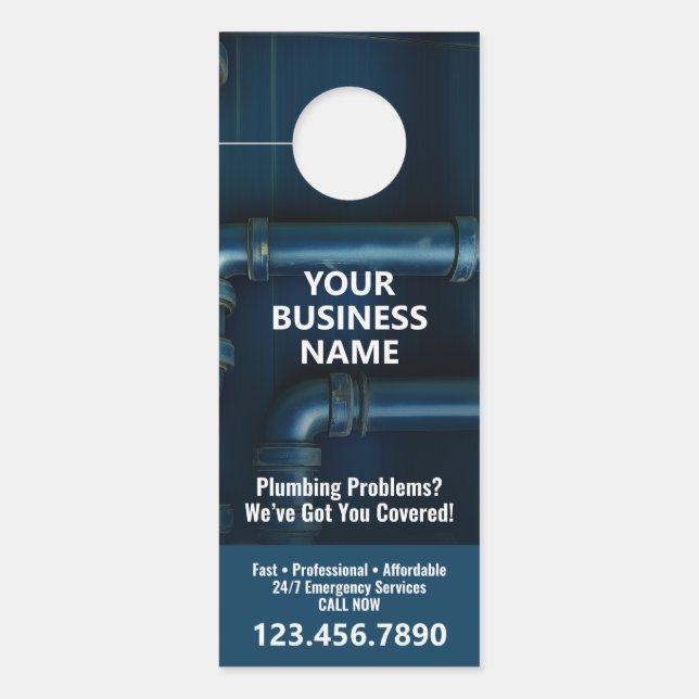 Affichette De Porte Services de plomberie - Petite entreprise Plomber  (Devant)