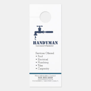 Affichette De Porte Services de plomberie pour homme à tout faire Port