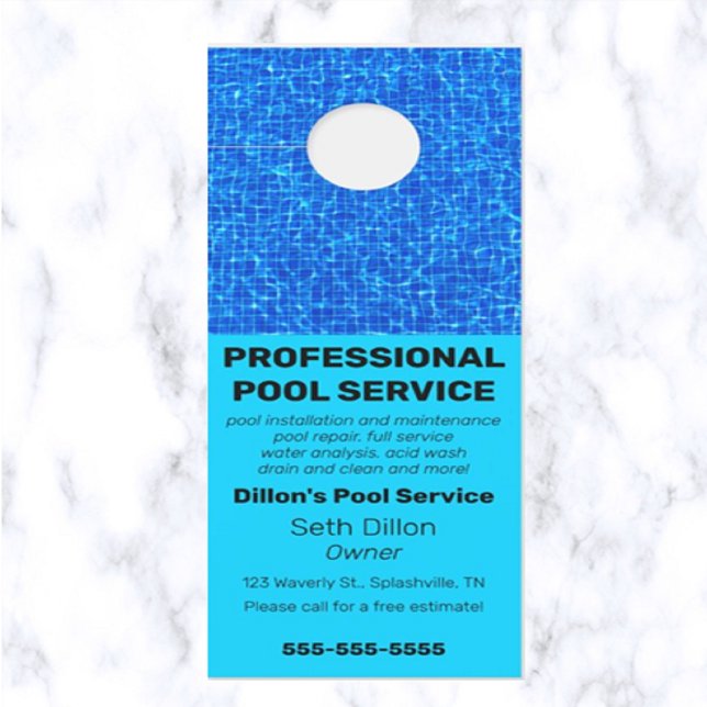 Affichette De Porte Services de pool professionnels modifiables (Créateur téléchargé)